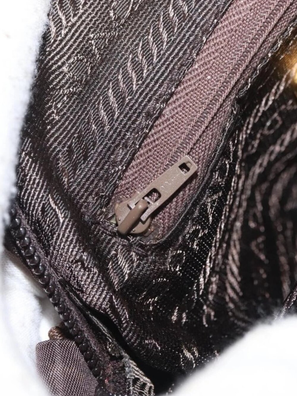 PRADA Shoulder Bag Nylon Brown Gold Auth gh1558 - Picture 13 of 16